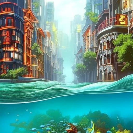 Underwater City: Hyperrealistic Concept Art