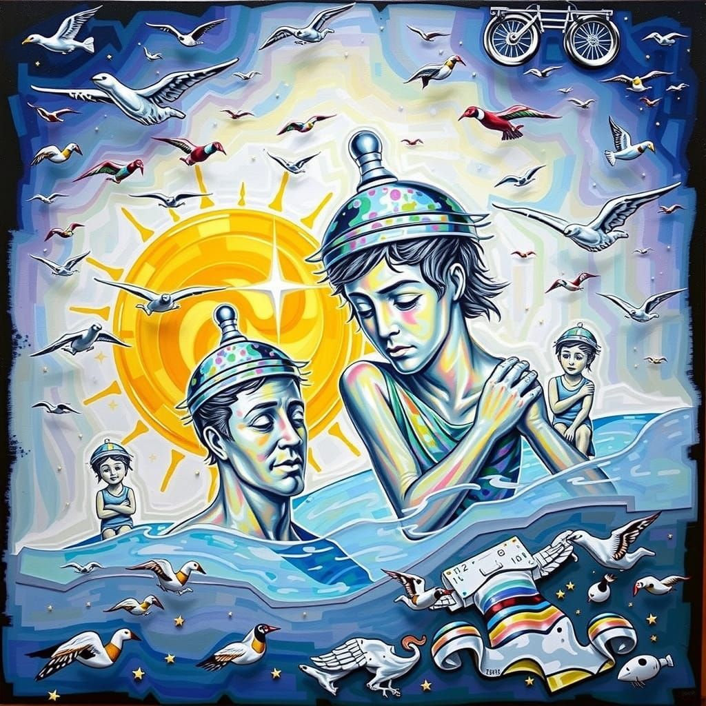 Hyperrealistic Sculpture of Life and Death in Vivid Colors