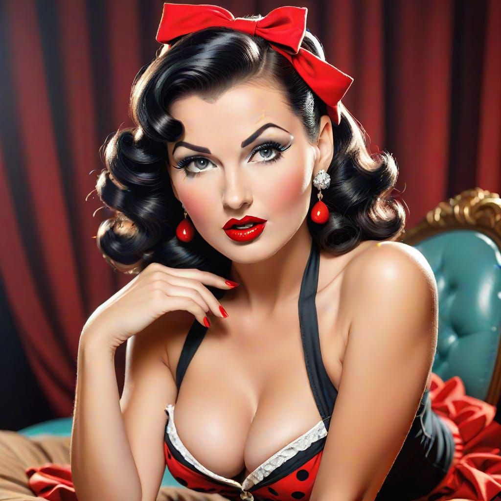 Alluring Pin-Up Model in Vintage Glamour Style