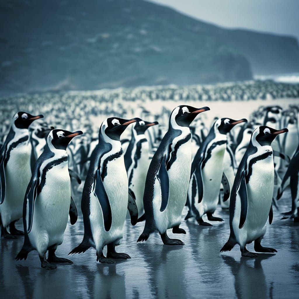 Striped Penguins March in Cinematic Glory