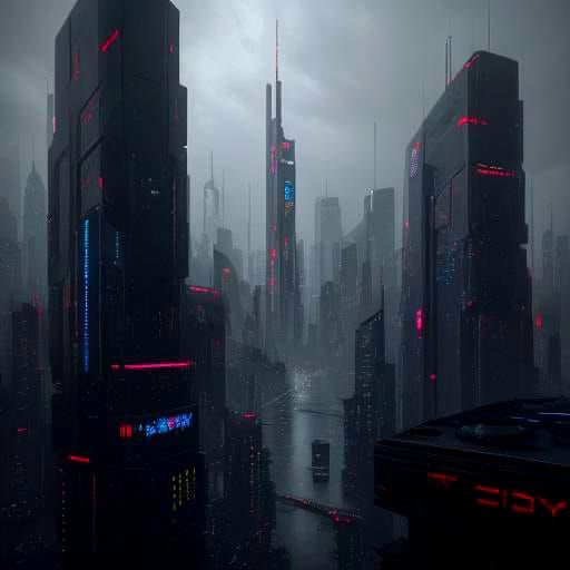 Grey Sky. cyberpunk cityscape