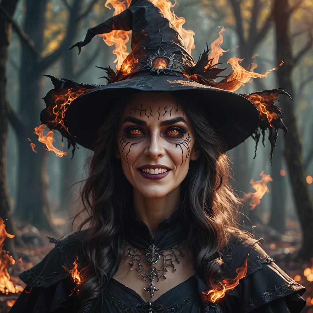 Confident Witch Portrait in Dark Fantasy Style