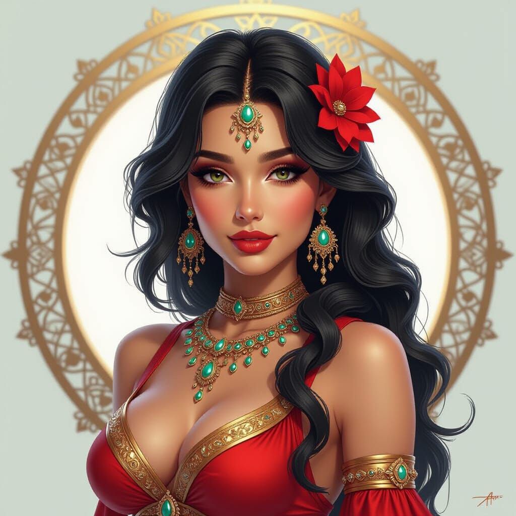 Intricate Belly Dancer Portrait in Splash Art Style
