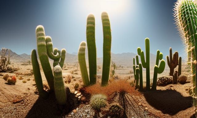Hyperrealistic Alien Cacti in Detailed Matte Painting