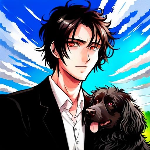 Anime Style: Ruth and Newfoundland Dog