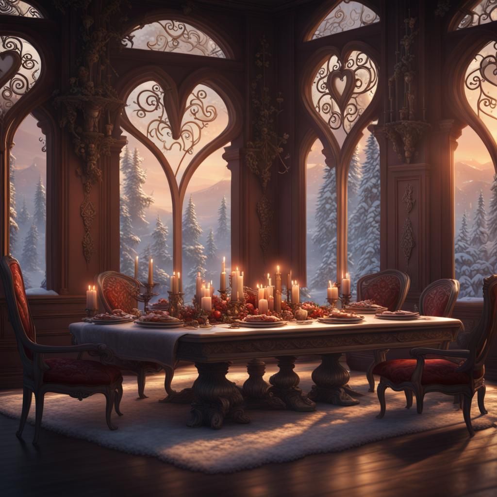 Family Dinner in Detailed Fantasy Art Style
