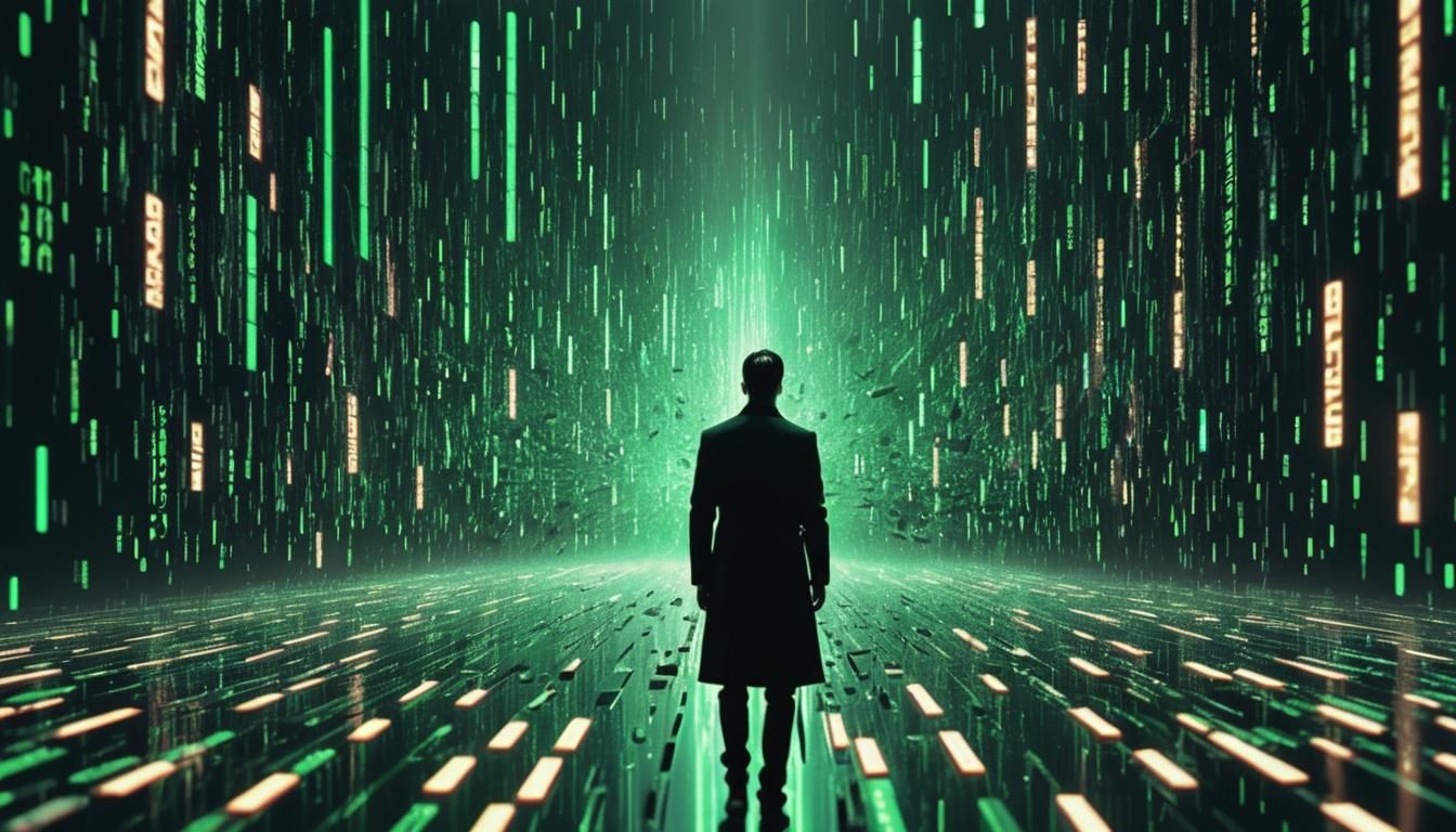 Glitch Art Matrix Effect in Starry Night Style