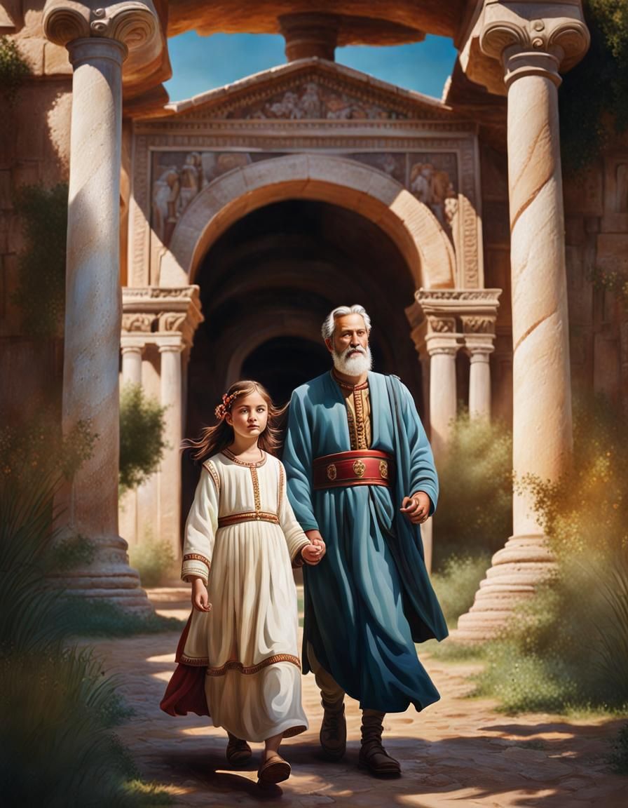 Rosicrucian Family Crossing Rubicon in DeLempicka Style