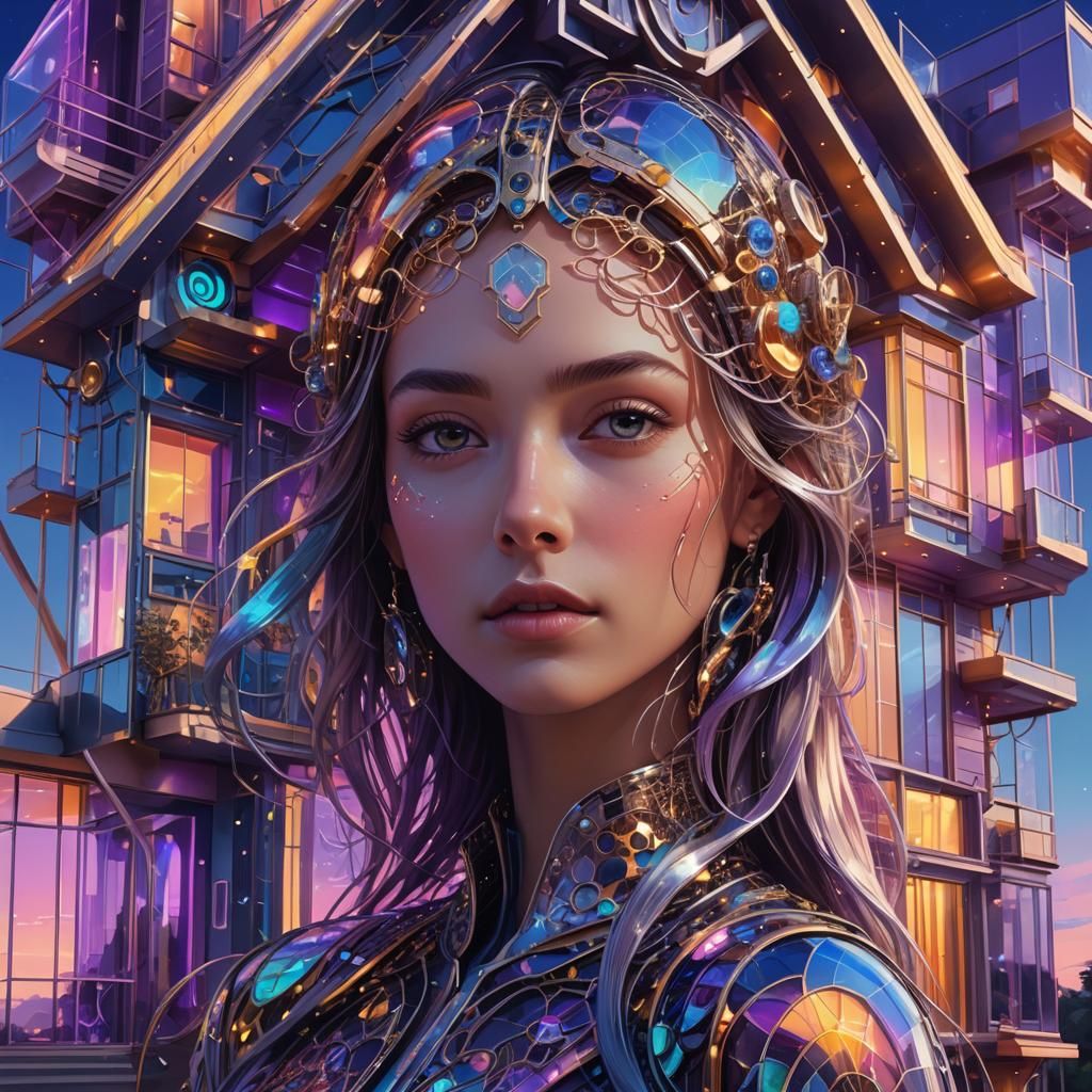 Futuristic House Portrait in Hyperrealistic Digital Art