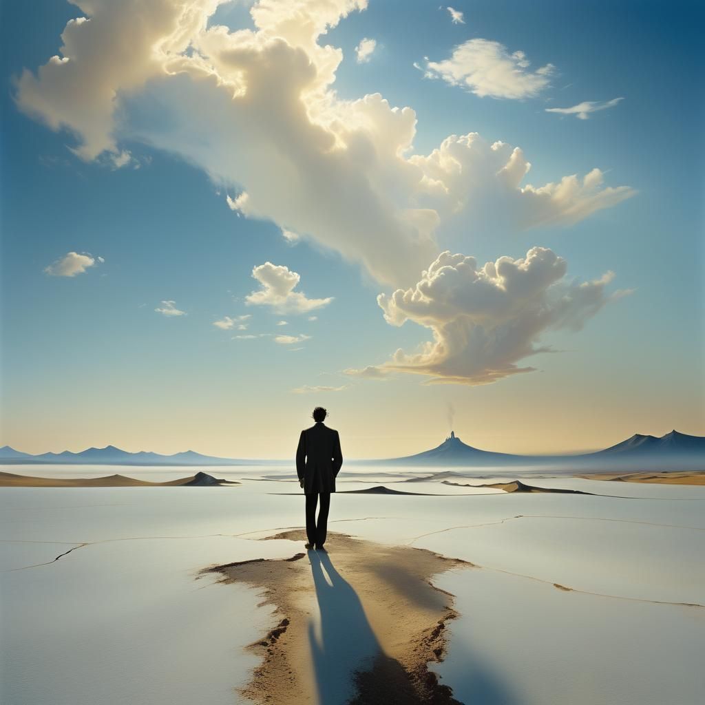 Surreal Desolate Landscape in Dreamlike Atmosphere