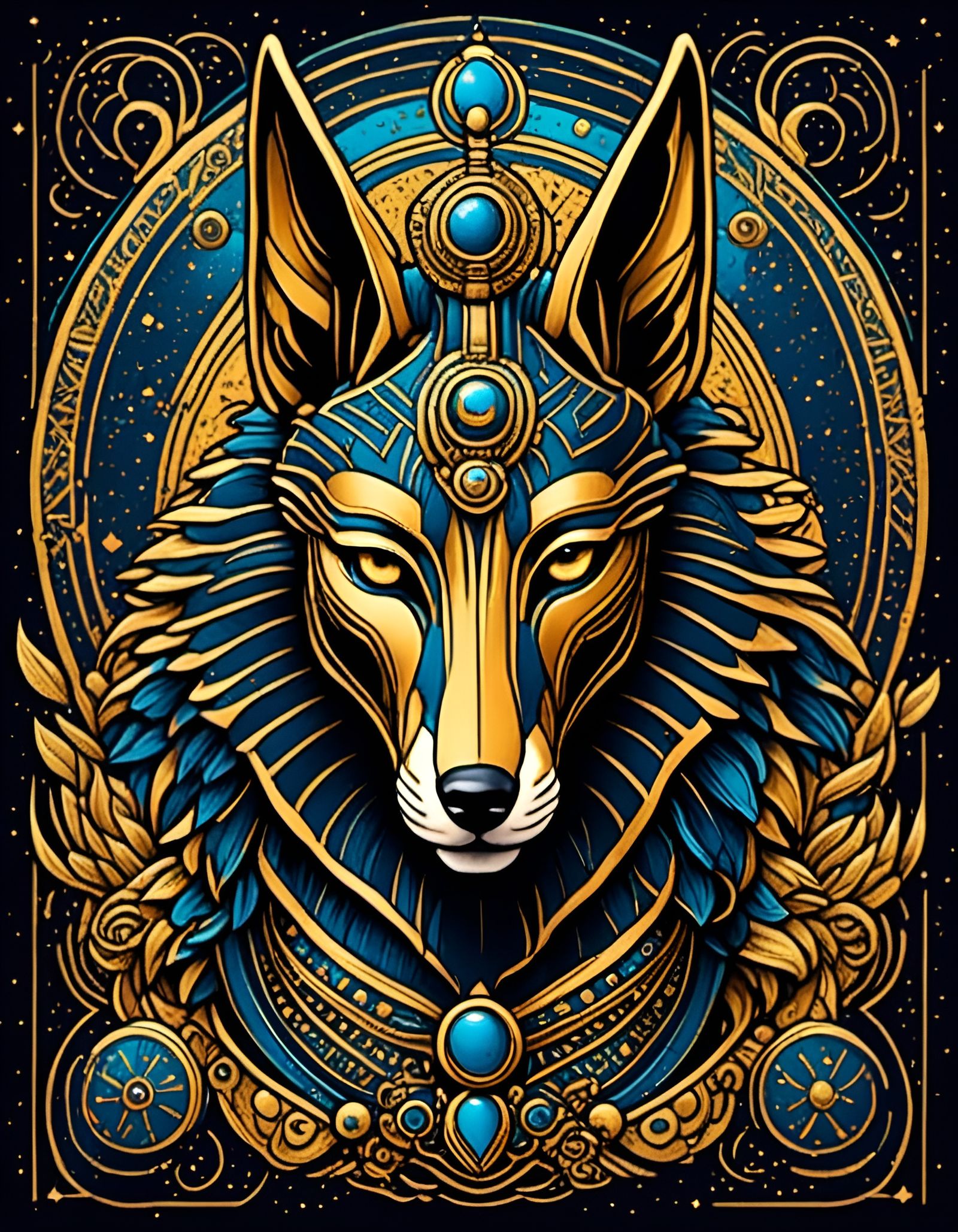 Ornate Anubis Portrait in Dark Fantasy Style