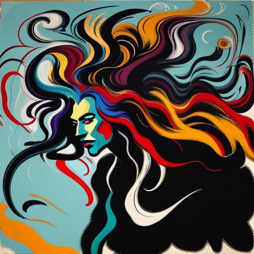 Expressionist Masterpiece with Vibrant Colors and Textured B...