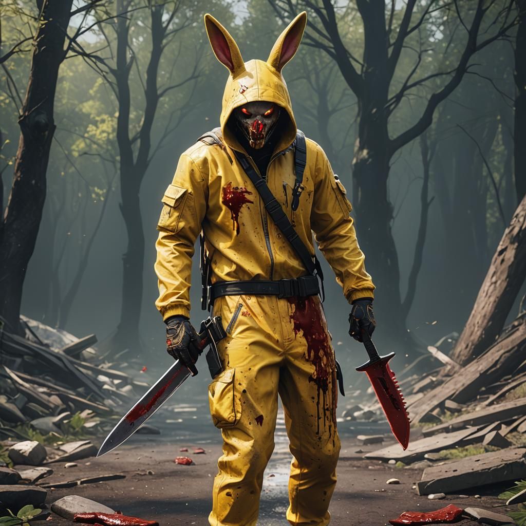 Eerie Bunny Figure in 3D Game Style