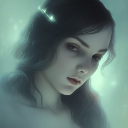 Eerie Gothic Portrait of a Sad Young Woman