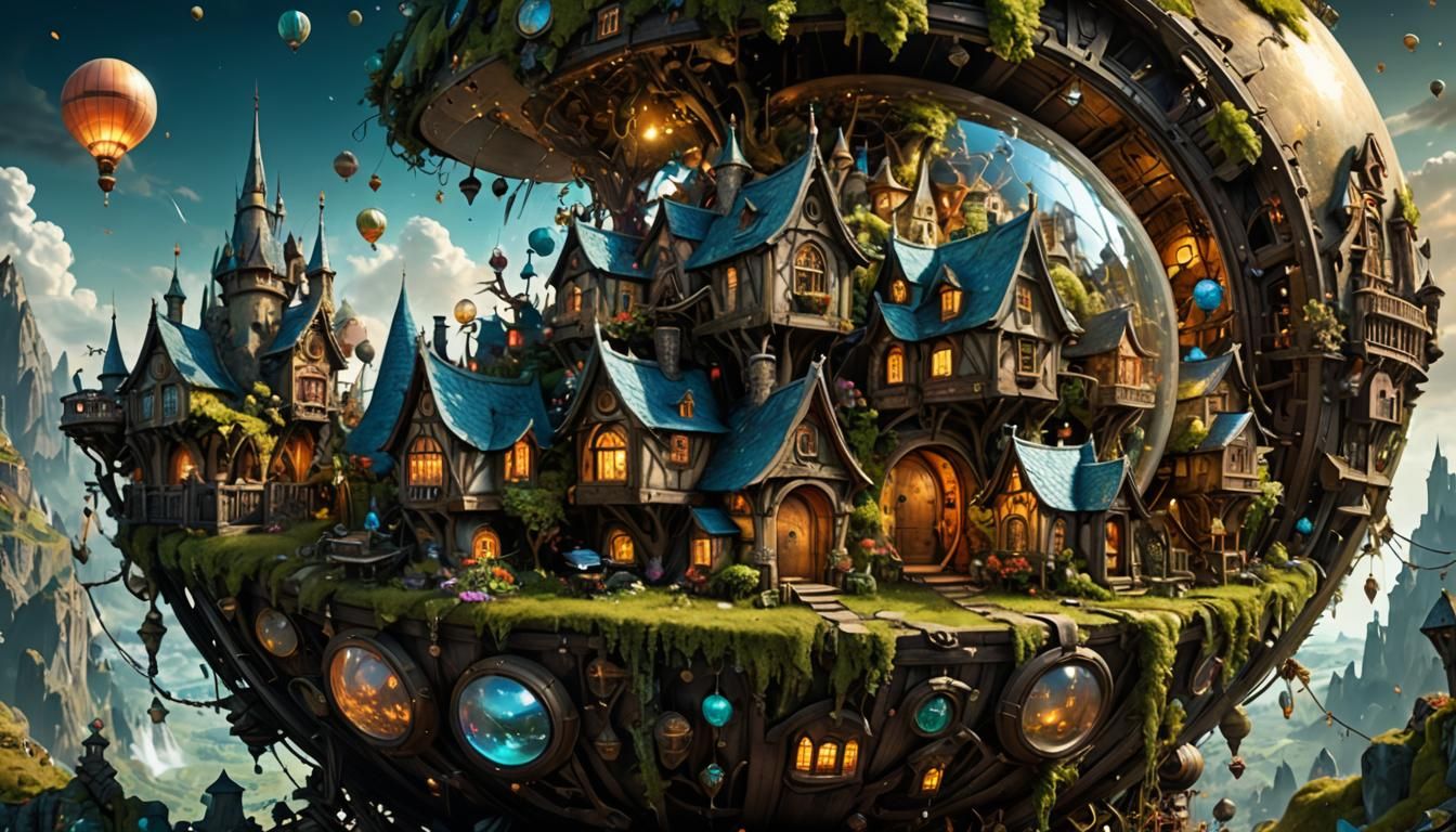 Intricate Fairy Village Inside Android, Borderlands Fantasy