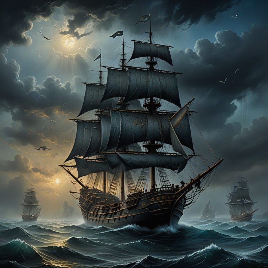 Flying Dutchman Emerges: Renaissance Oil Painting