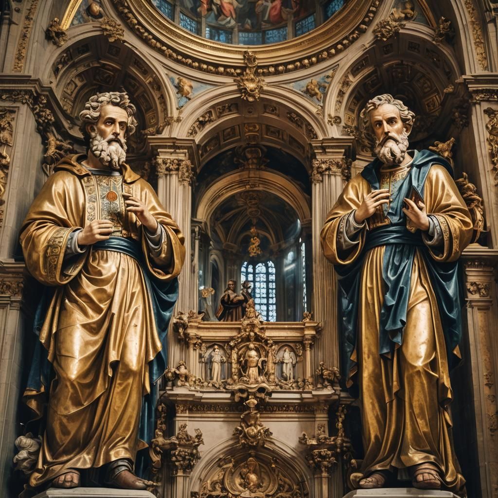 Baroque Cathedral: Statues of Saints Peter and Paul