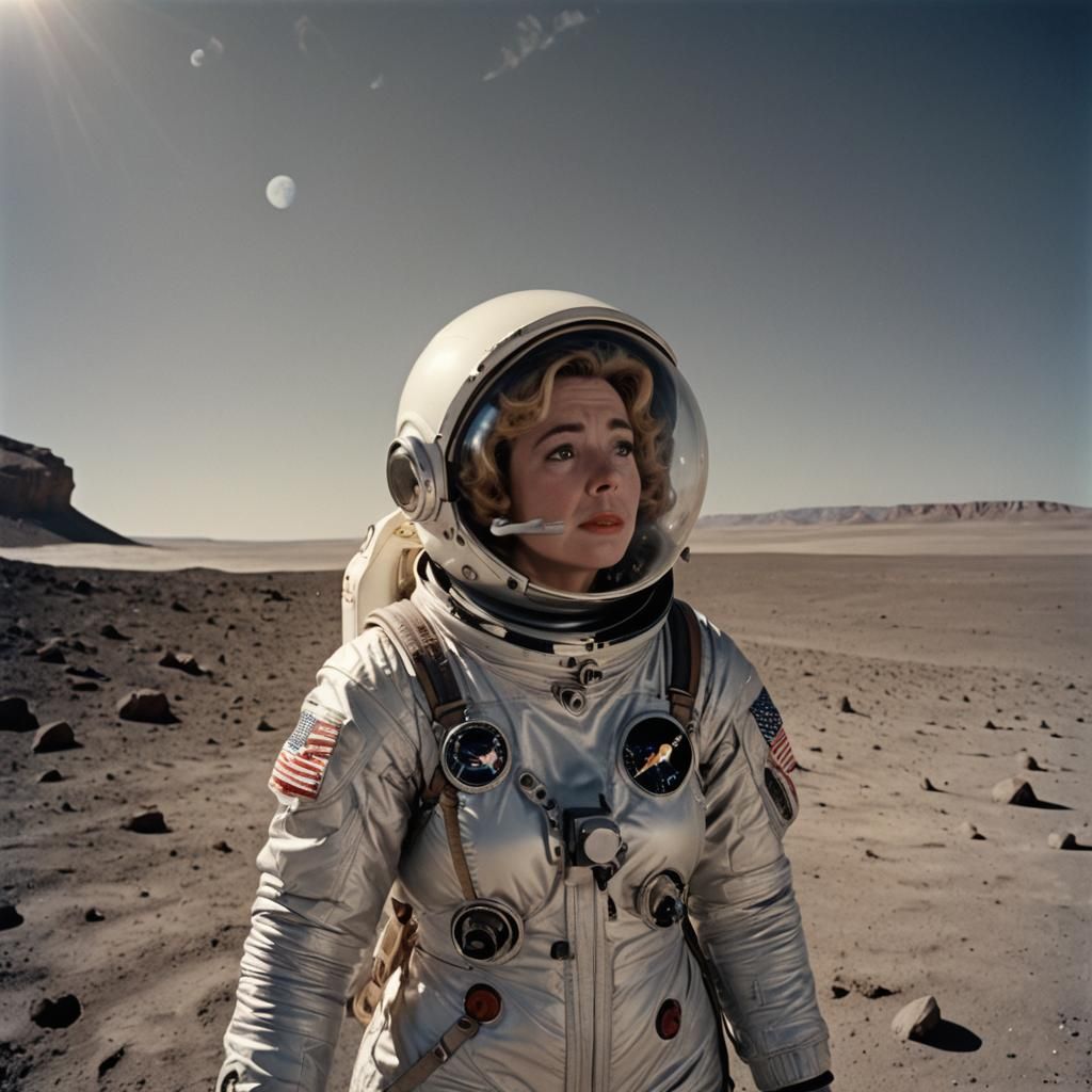 Astronaut Alice Kramden on the Moon in Cel-Shaded Style