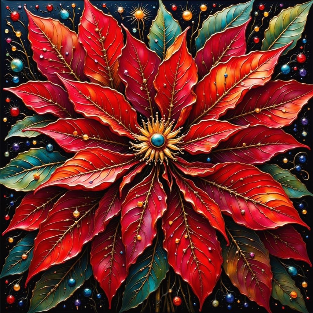 Intricate Red Poinsettias With Sparkle and Glitter