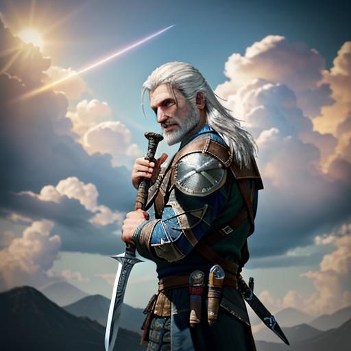 Geralt de Rivia Swordfight in Hyperrealistic 3D Render