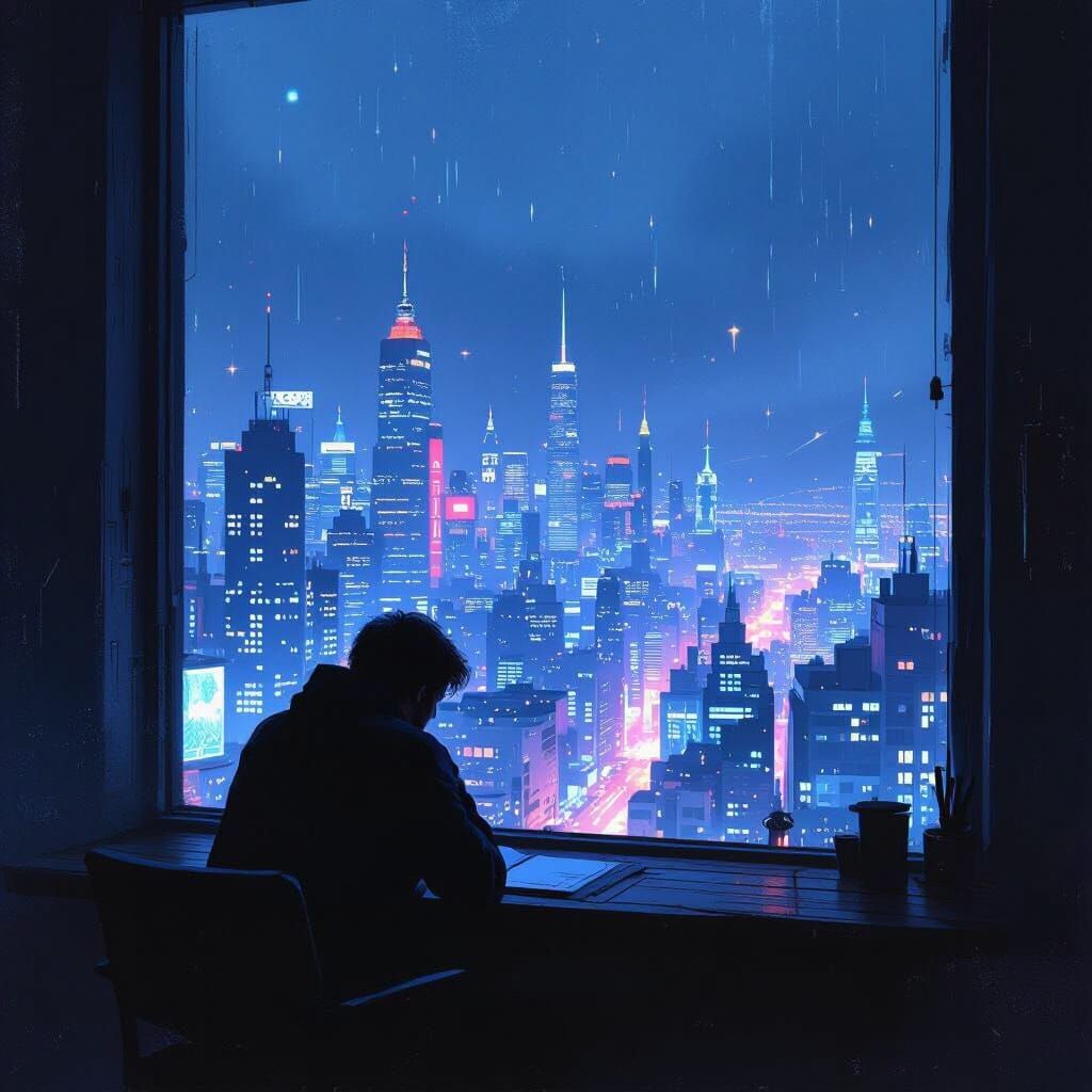 Nighttime City View From Solitary Room