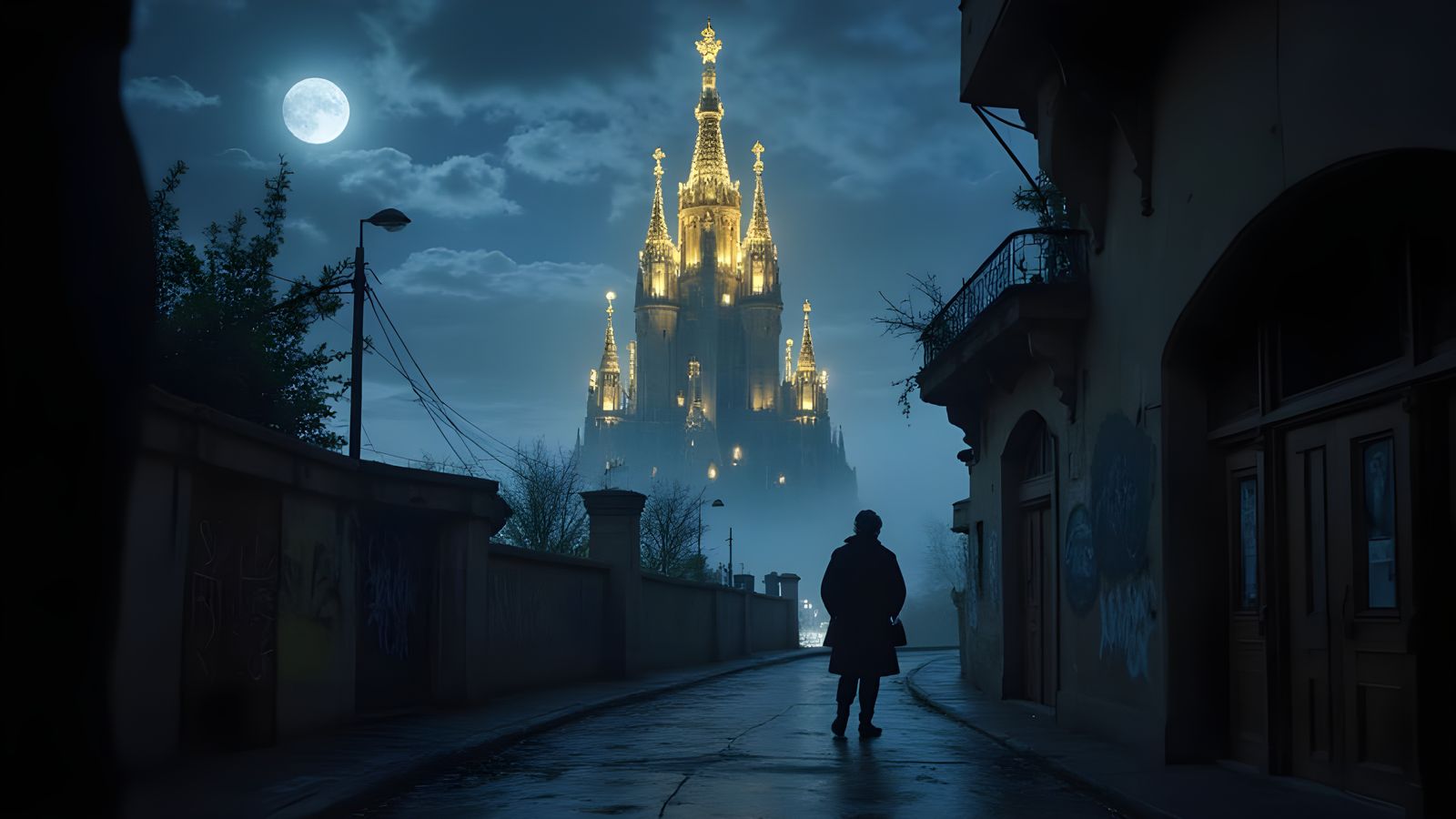 Dark Gothic Cityscape at Twilight