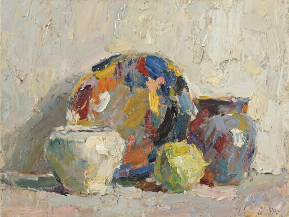 Expressive Still Life with Palette Knife in Abstract Style