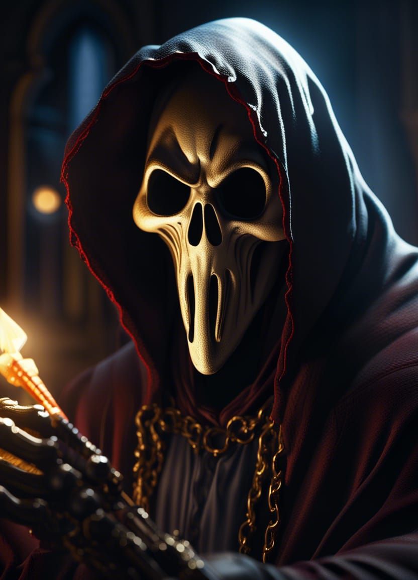 Disney Animation Ghostface in a Stormy Horror Scene