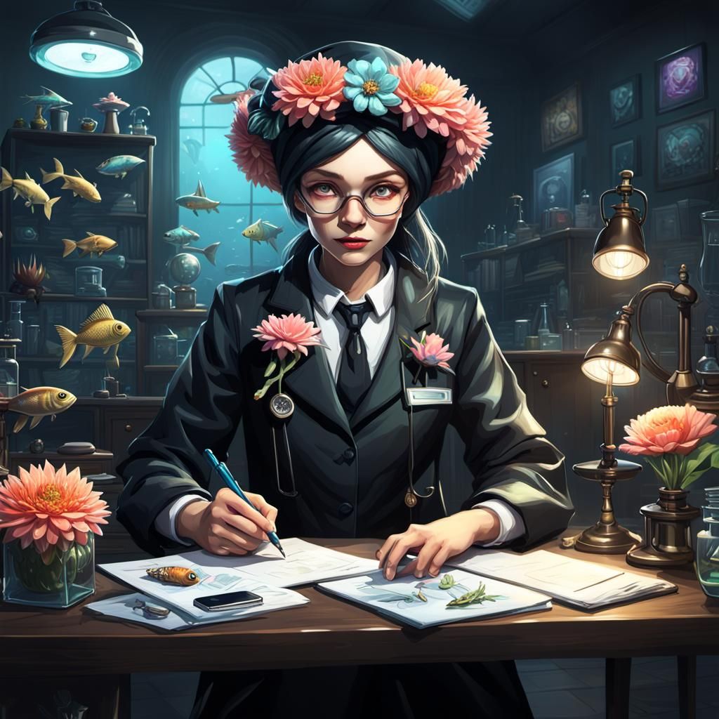 Fish Scientist in Lab Coat Concept Art