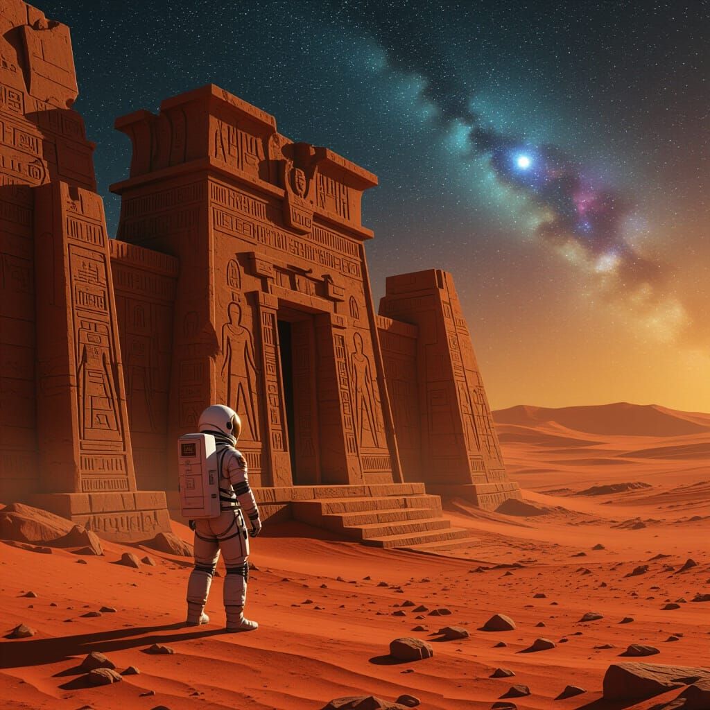 Astronaut Discovers Alien Temple on Red Planet