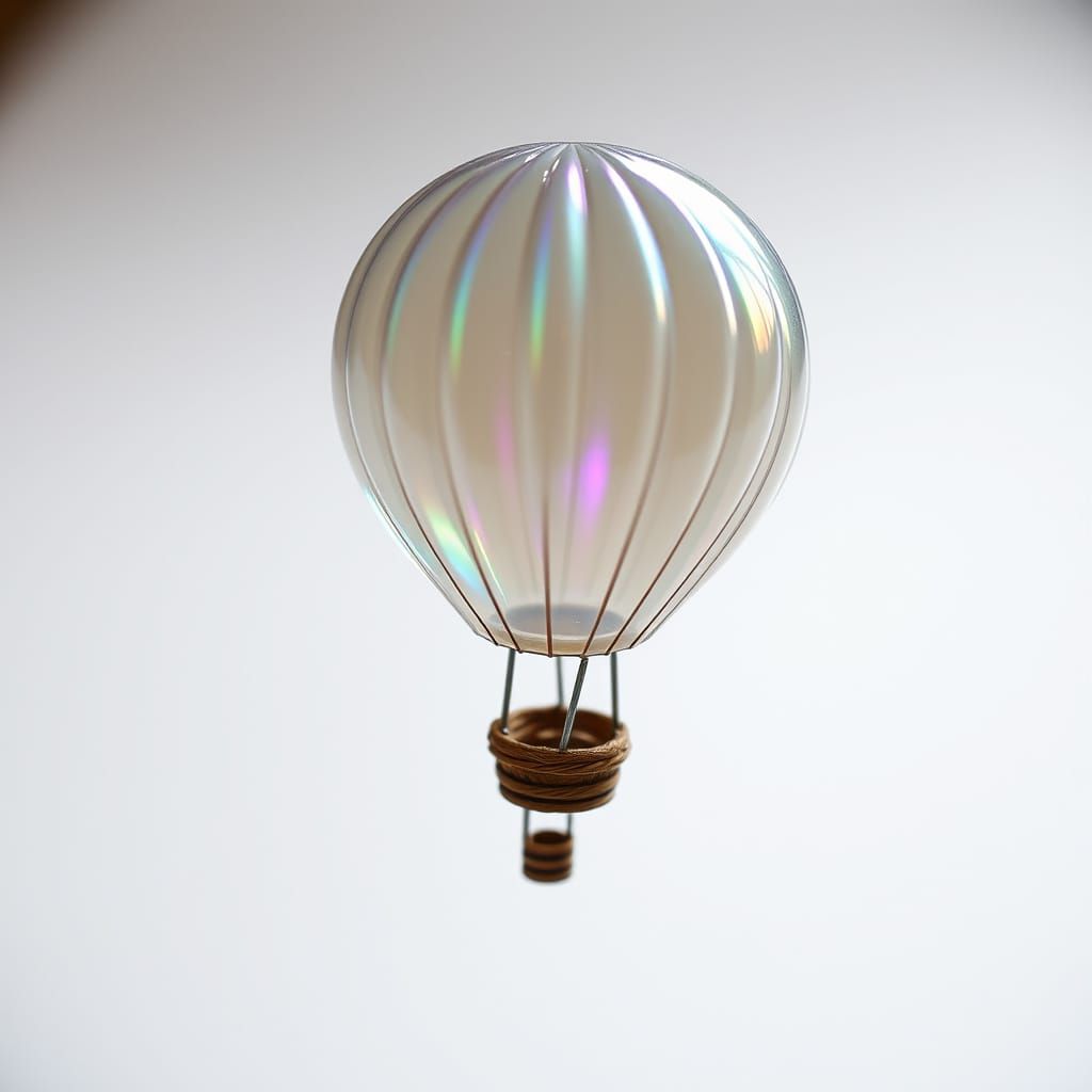Iridescent Soap Bubble Hot Air Balloon, Anime Style