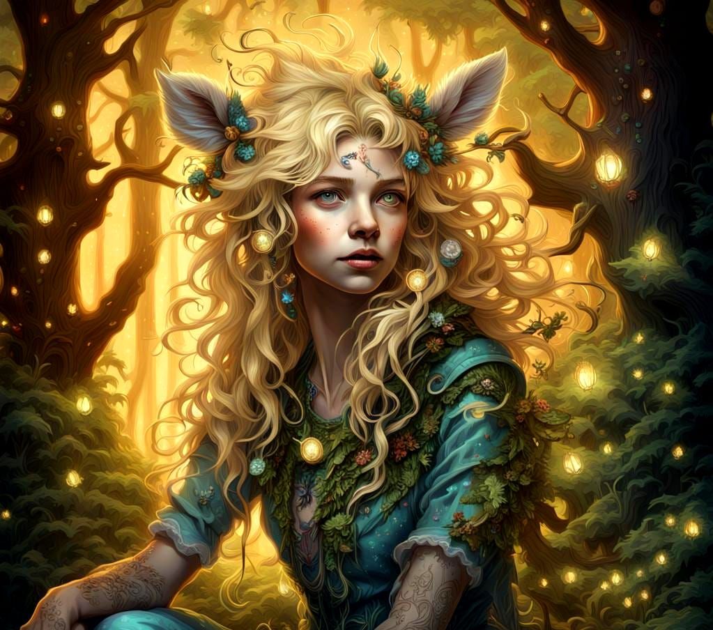 Anthropomorphic Colt in Magical Forest Digital Art