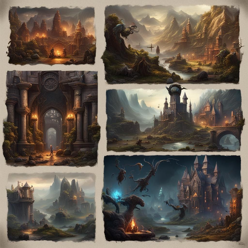 Fantasy Gallery Wall with Witches and Trolls