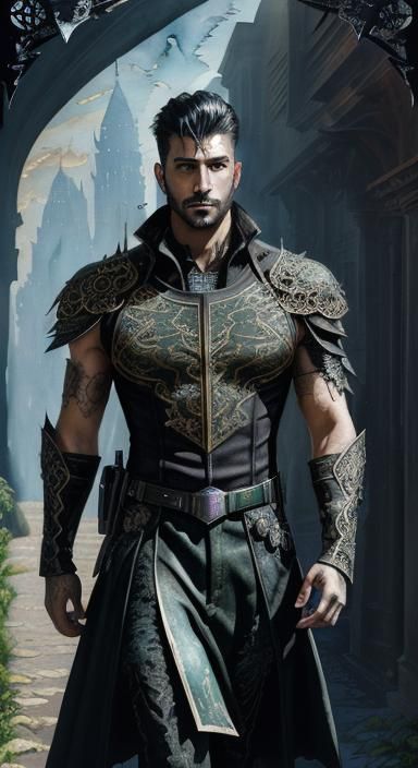 Iranian Aristocrat in Palatial Garden as Digital Art