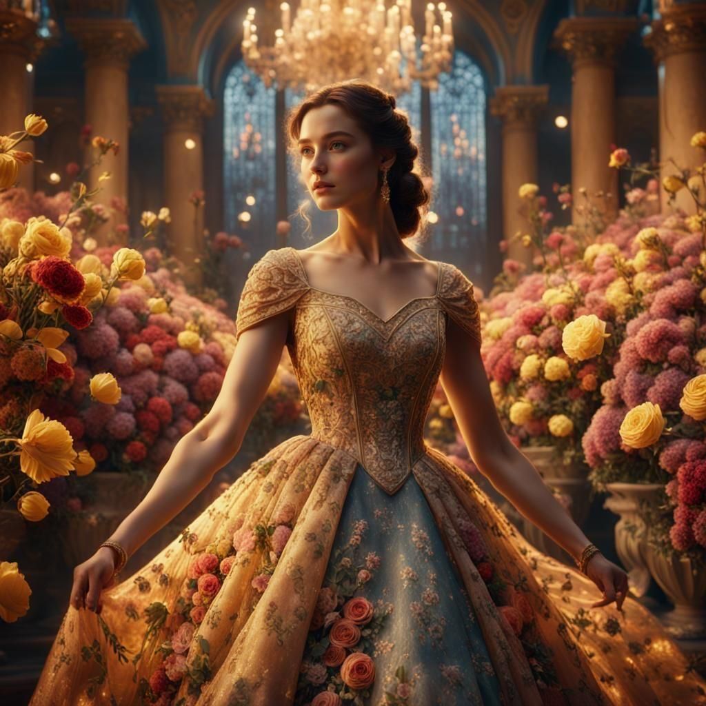 Young Woman in Belle Dress: Digital Matte Painting