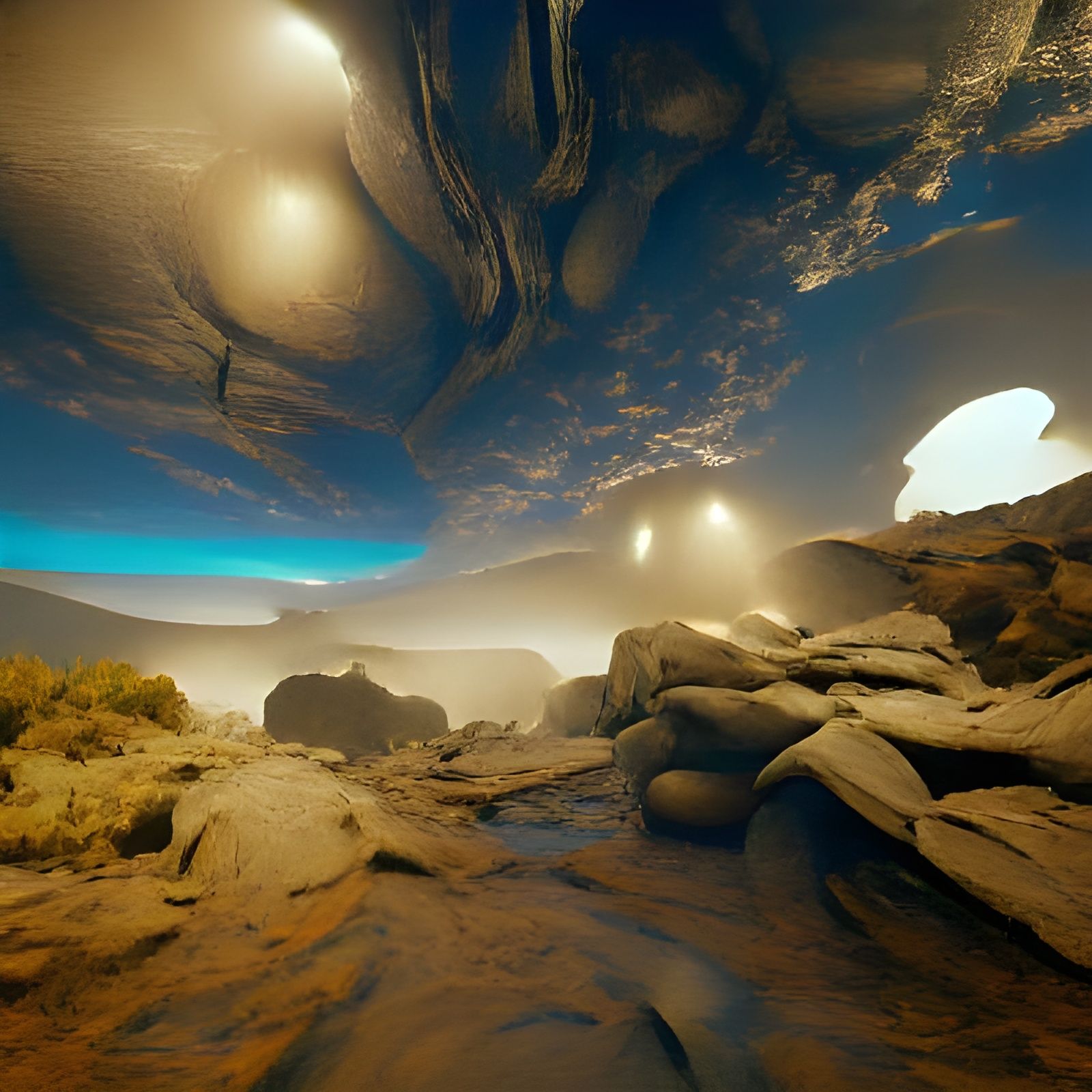 Vivid Extraterrestrial Landscape as Digital Art