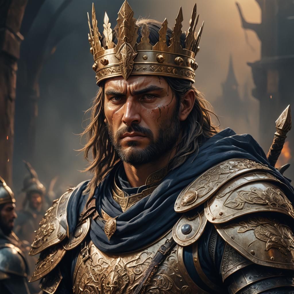 Serbian Warrior with Dusan Crown in Heroic Composition