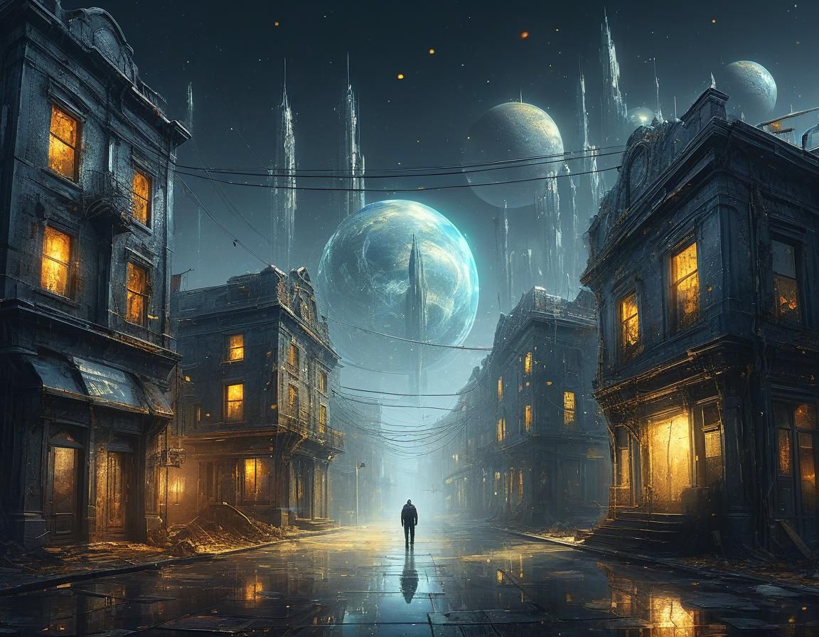 Ethereal Abstract Art of Boys Town in Fantasycore Style