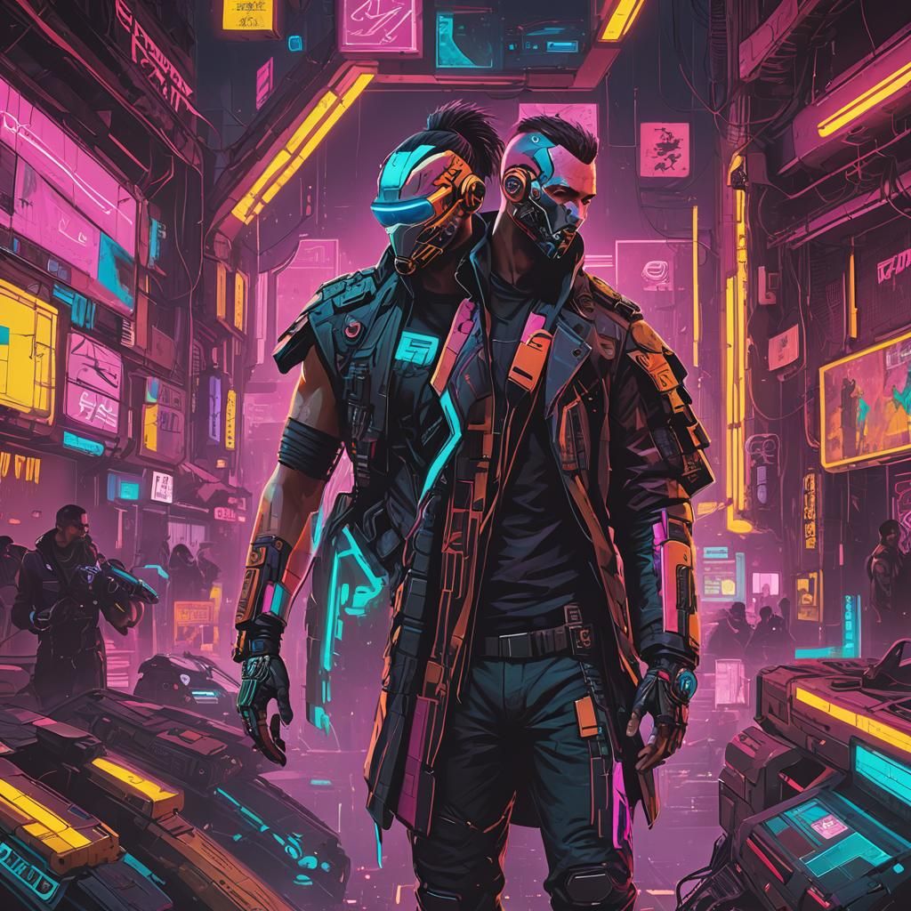 Cyberpunk Cityscape with Neon Lights