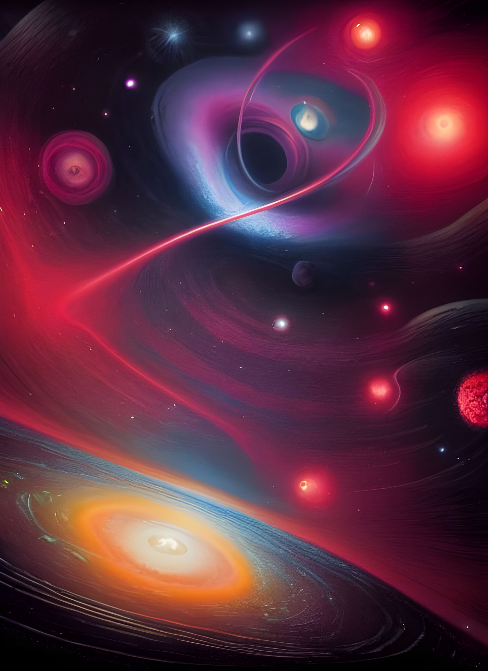 Epic Black Hole with Nebulas in Cosmic Space