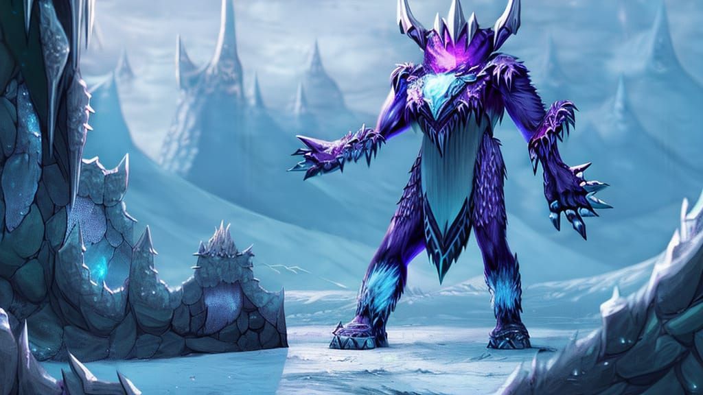 Icy Armored Monster on Frozen Planet, Digital Art