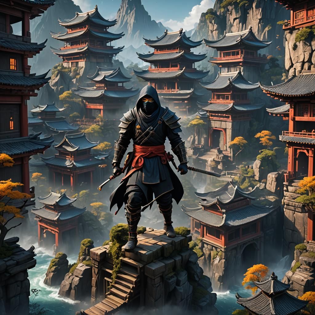 Detailed Ninja Matte Painting in Deep Color