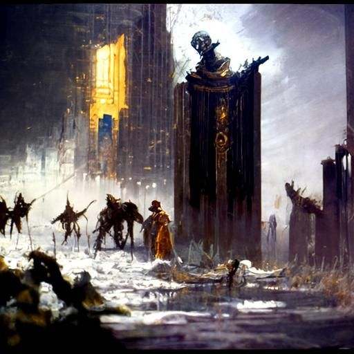 Golden City in Dark Fantasy Style