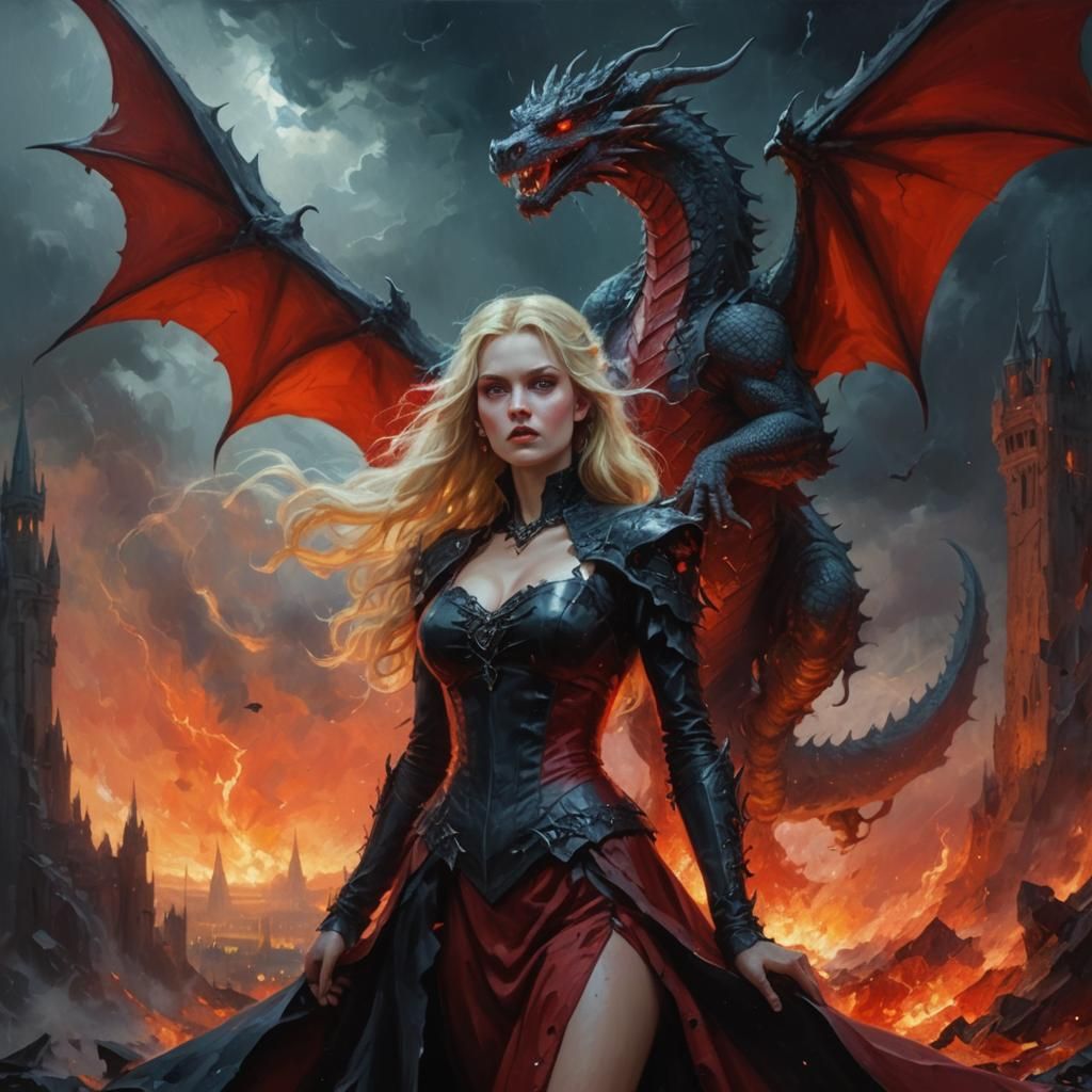 Vampire Princess and Dragon on Crystal Tower