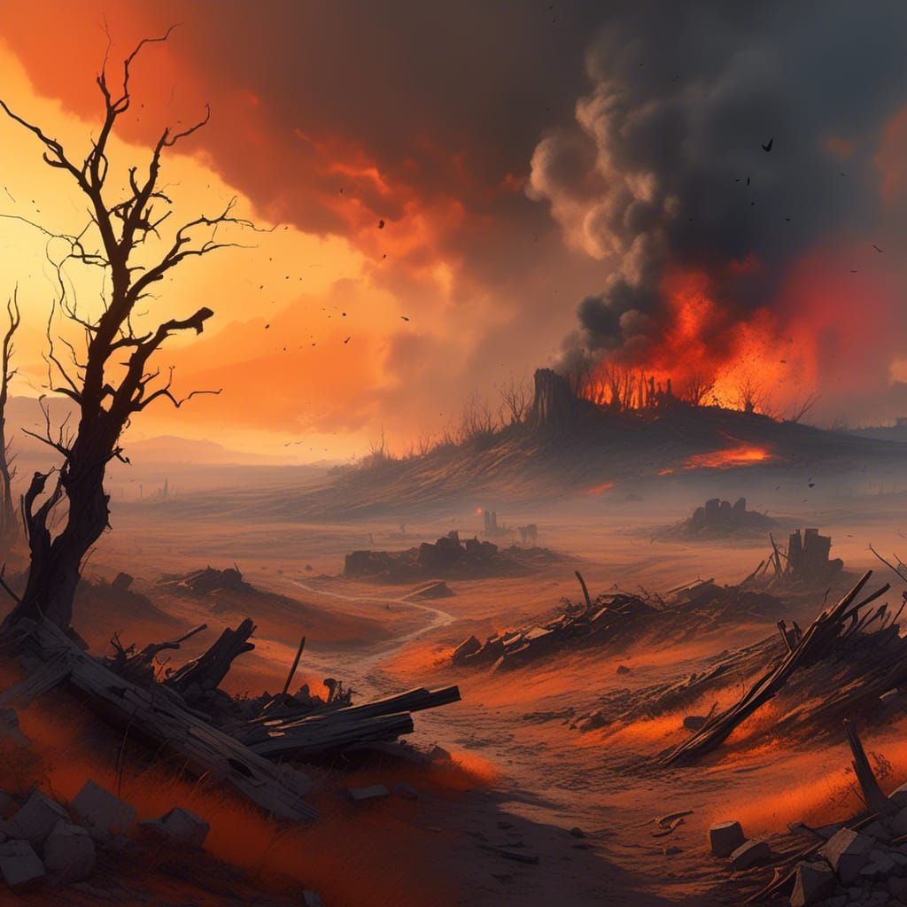 Ruined Battlefield Aftermath in Hyper-Realistic Digital Art