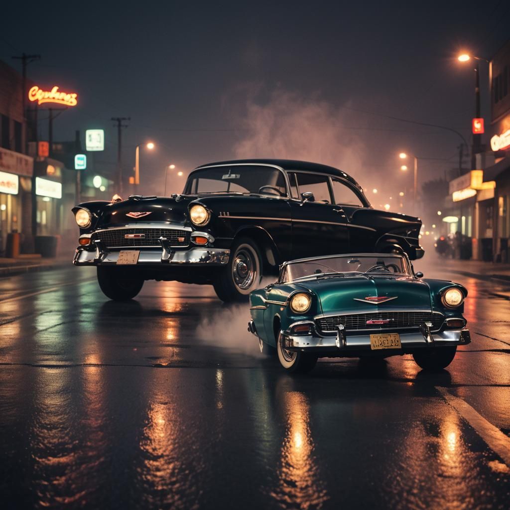 1955 and 1957 Chevy Bel Air Drag Race