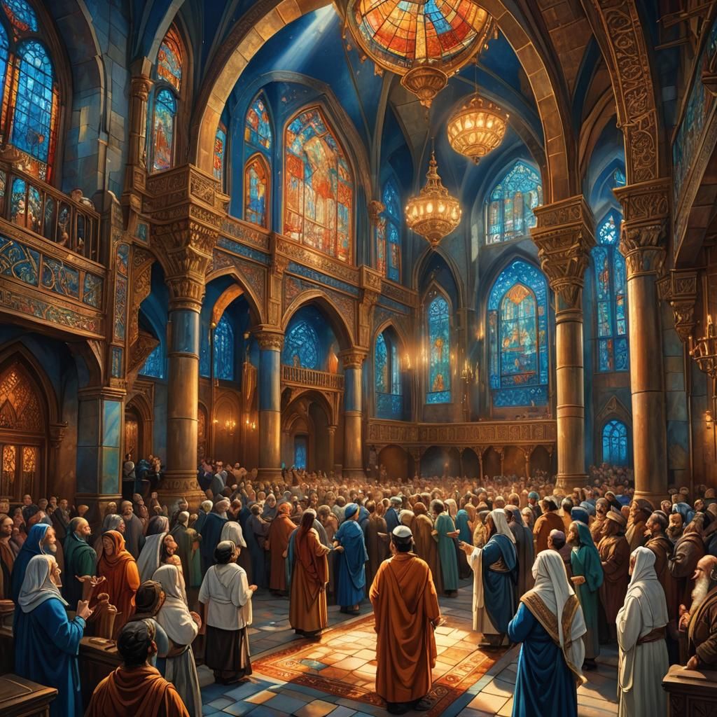 Joyful Hosanna Rabbah Celebration in Synagogue