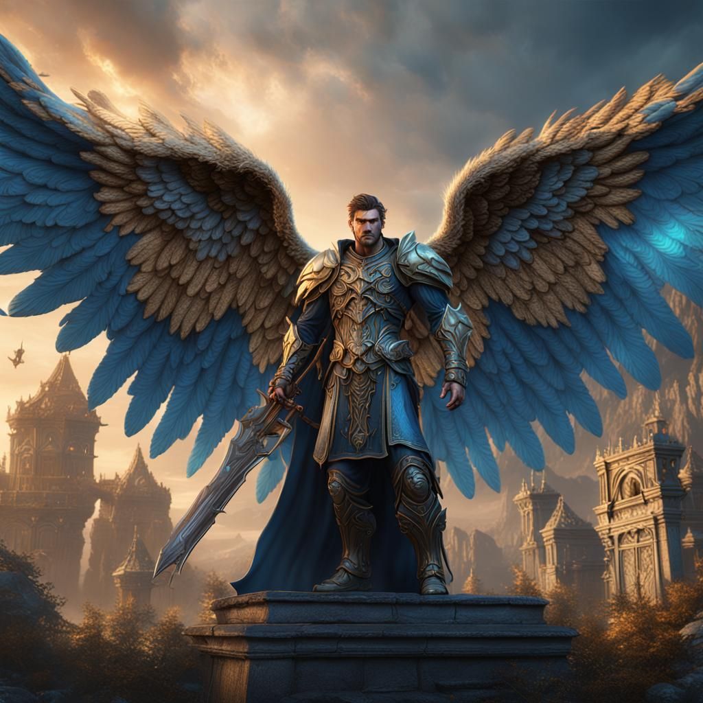 Detailed Angel Male in a Fantasy Concept Art Style