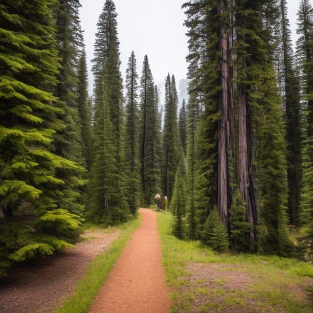 Sequoia Tree City at Dawn in Hyperrealistic Style