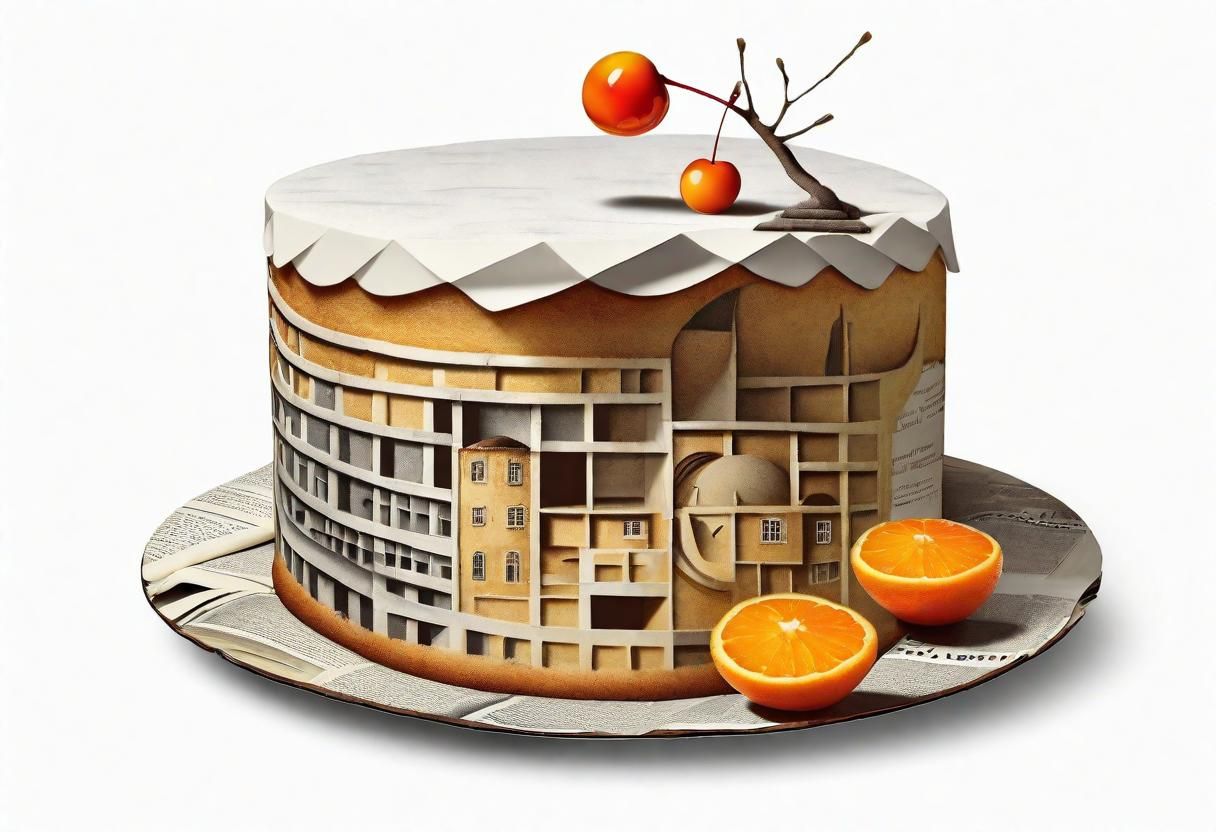 Surreal Landscape with Cake in Dali Style